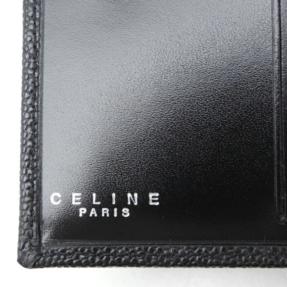 Celine W Women's/Men's Bifold Wallet Grain Leather Black - Picture 8 of 8